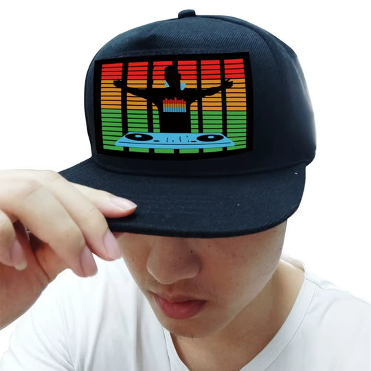 LED Hat Cold Light Film Hat EL Luminous Hat Men and Women Stage Personality Night Club Bar Hip Hop Hat Party Wedding Decoration