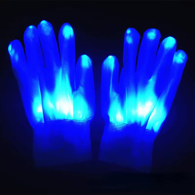 Halloween LED Gloves Neon Glowing Party Light Props Luminous Flashing Skull Gloves Stage Costume Christmas Children'S Day Gift