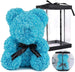 Blue Artificial Rose Flowers Bear 10 Inch Wedding Party Decoration Gift Box