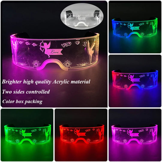 Cool Luminous Colorful LED Light up Glasses Glowing Neon Light Flashing Party Glasses for Nightclub DJ Dance Party Decor