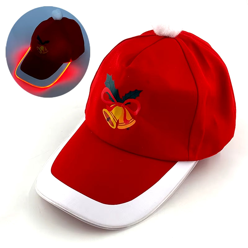 LED Christmas Baseball Hat Christmas Tree Snowman Pattern Men'S and Women'S Baseball Caps Christmas Happy near Year Light Hat