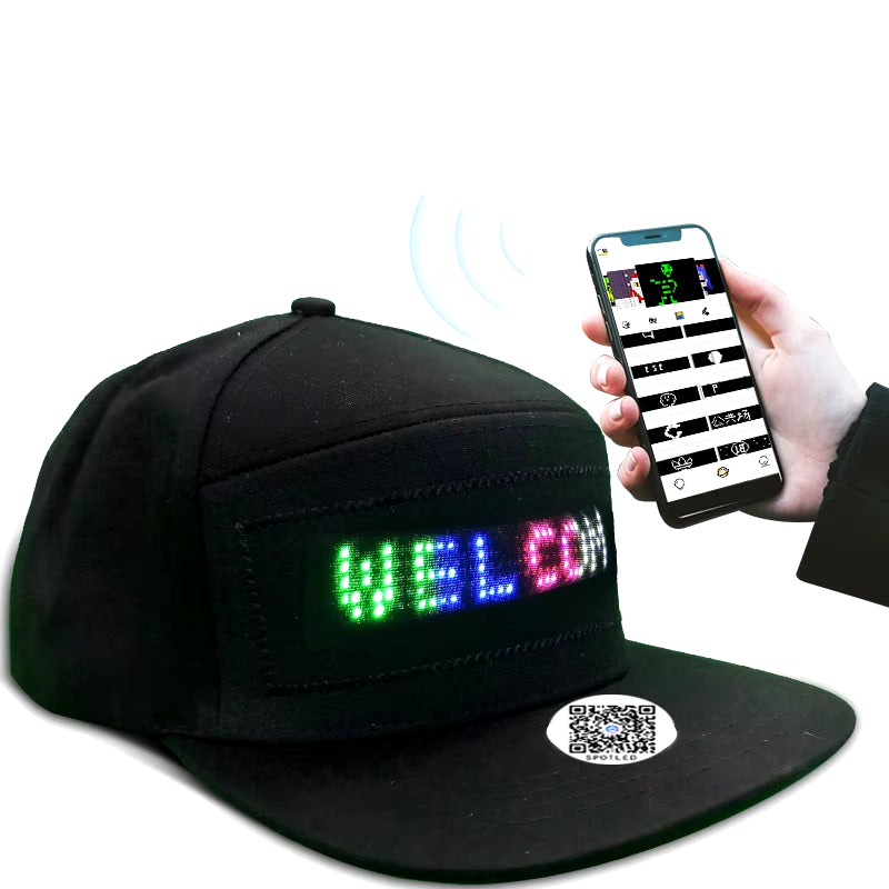 USB Rechargeable Unisex Baseball Cap Bluetooth APP Programmable LED Scrolling Message Display Board Hip Hop Street Snapback Hat