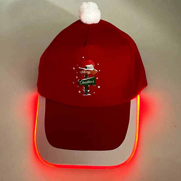 LED Christmas Baseball Hat Christmas Tree Snowman Pattern Men'S and Women'S Baseball Caps Christmas Happy near Year Light Hat