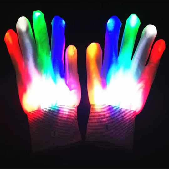Halloween LED Gloves Neon Glowing Party Light Props Luminous Flashing Skull Gloves Stage Costume Christmas Children'S Day Gift