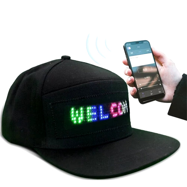 Unisex Baseball Cap USB Rechargeable Bluetooth APP Programmable LED Scrolling Message Display Board Hip Hop Street Snapback Hat