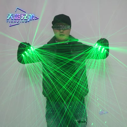 Green Laser Gloves with LED Luminous Glasses DJ Bar Street Dance Luminous Gloves Dance Show Stage Performance Party Props