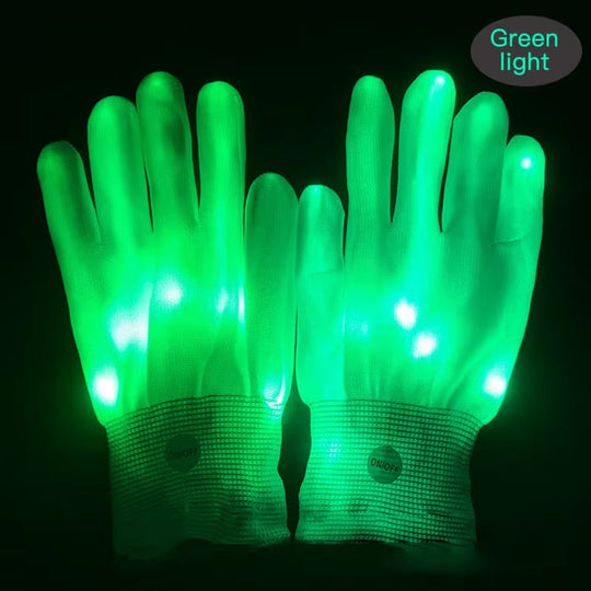LED Gloves Neon Guantes Glowing Halloween Party Light Props Luminous Flashing Skull Gloves Stage Costume Christmas Supplies