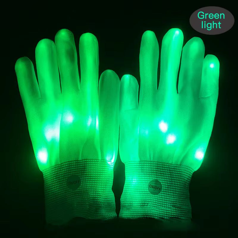 LED Gloves Neon Guantes Glowing Halloween Party Light Props Luminous Flashing Skull Gloves Stage Costume Christmas Supplies