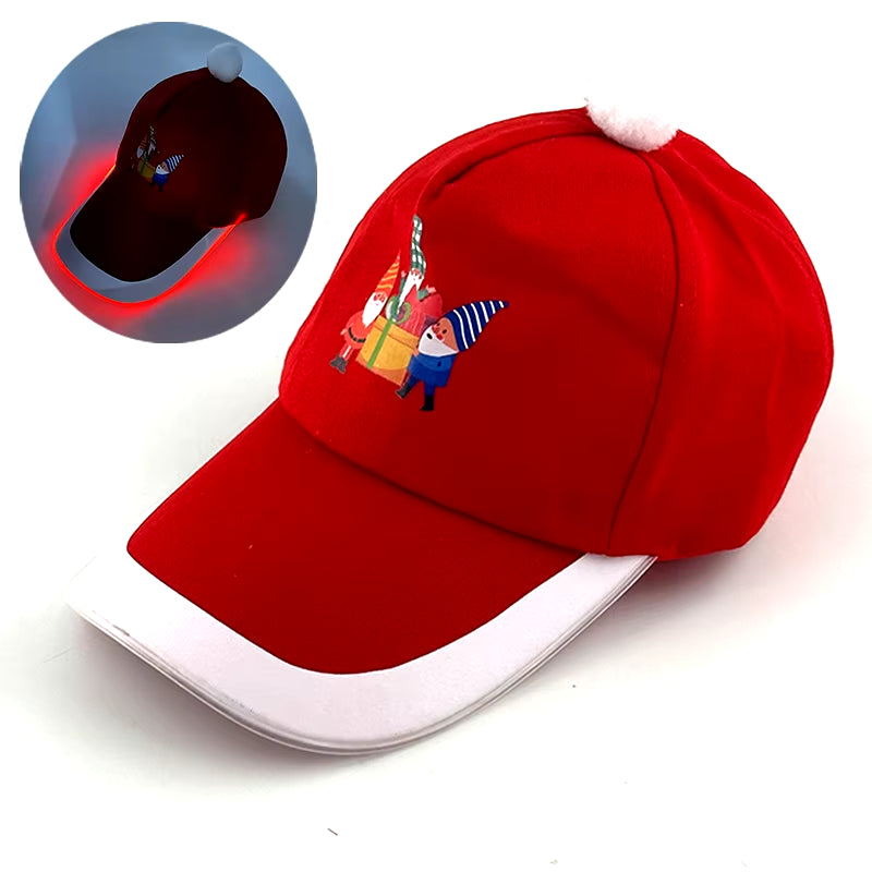 LED Christmas Baseball Hat Christmas Tree Snowman Pattern Men'S and Women'S Baseball Caps Christmas Happy near Year Light Hat