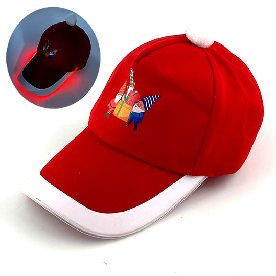 LED Christmas Baseball Hat Christmas Tree Snowman Pattern Men'S and Women'S Baseball Caps Christmas Happy near Year Light Hat