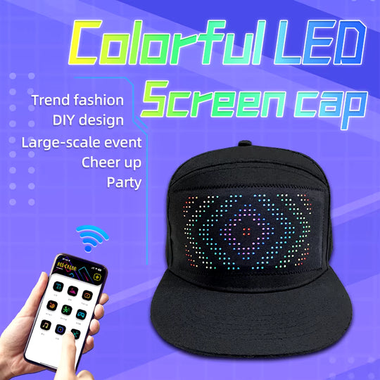 DIY LED Light Display Screen Smart Matrix Hat APP Controlled Display Signs Caps Bluetooth Baseball Hat Hip Hop Party Cool Decor