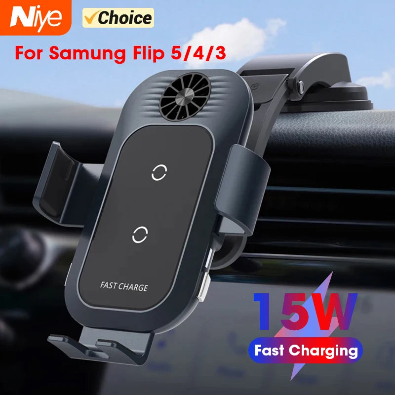 Automatic Clamping Car Wireless Charger for Samsung Galaxy Z Flip 5 4 3 Note20 9 Iphone 15 14 13 Max Air Vent Mount Phone Holder