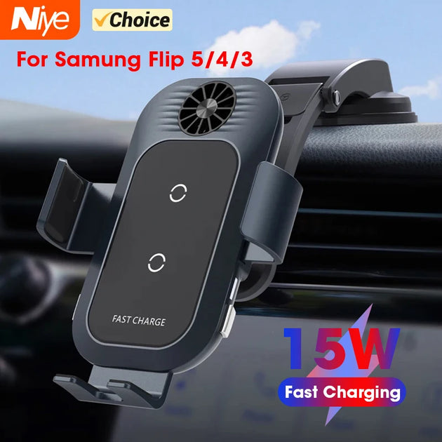 Automatic Clamping Car Wireless Charger for Samsung Galaxy Z Flip 5 4 3 Note20 9 Iphone 15 14 13 Max Air Vent Mount Phone Holder