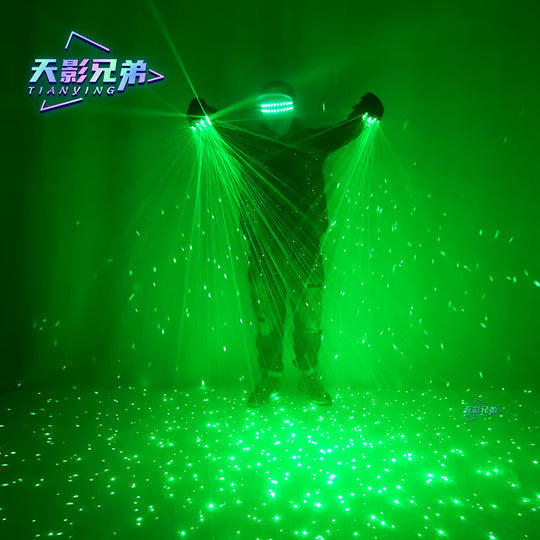 Green Laser Gloves with LED Luminous Glasses DJ Bar Street Dance Luminous Gloves Dance Show Stage Performance Party Props