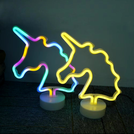 Battery/Usb LED Neon Night Light Sign Flamingo Unicorn Coconut Tree Cactus Pineapple Table Lamp Kids Bedroom Christmas Art Decor
