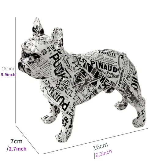 Colorful Standing French Bulldog Resin Statue Decoration, Pet Dog DIY Graffiti Crafts, Desktop Animal Statue Ornament.