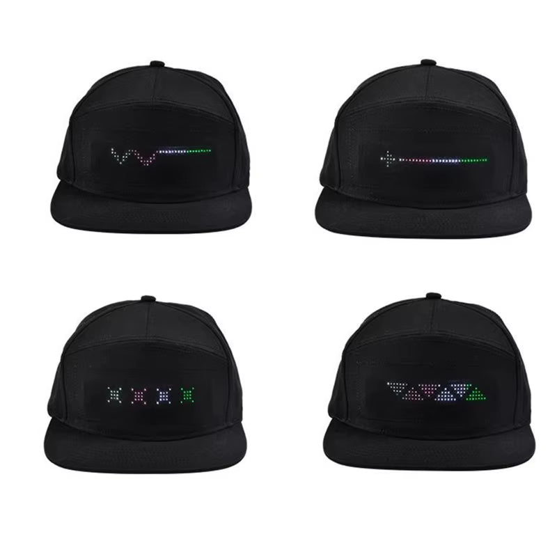 USB Rechargeable Unisex Baseball Cap Bluetooth APP Programmable LED Scrolling Message Display Board Hip Hop Street Snapback Hat