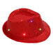 LED Flashing Jazz Cap Unisex Adult Hip Hop Dance Show Jazz Hat Sequins Luminous Costumes Stage Dance Party Halloween Props