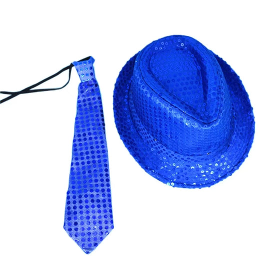 LED Light Sequin Fedora Hat Jazz Hats Cap Bow Tie Party Costume for Kids Girl Boy Men Women Birthday Wedding Festival