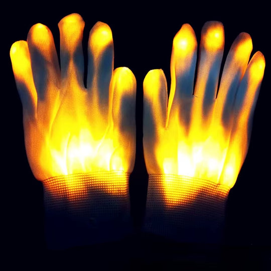 Halloween LED Gloves Neon Glowing Party Light Props Luminous Flashing Skull Gloves Stage Costume Christmas Children'S Day Gift