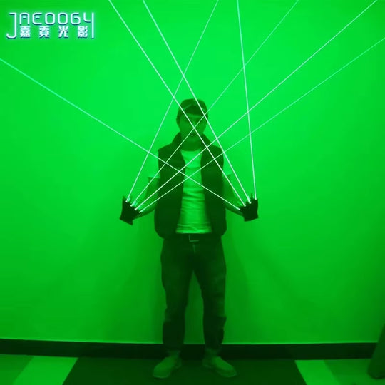Green Gypsophila Laser Beam LED Stage Gloves, Luminous Costumes, Dance Performance, New, 532Nm, 4Pcs