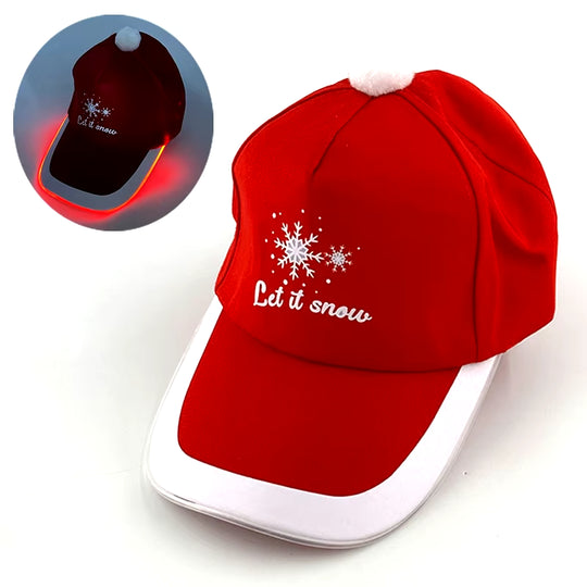 LED Christmas Baseball Hat Christmas Tree Snowman Pattern Men'S and Women'S Baseball Caps Christmas Happy near Year Light Hat
