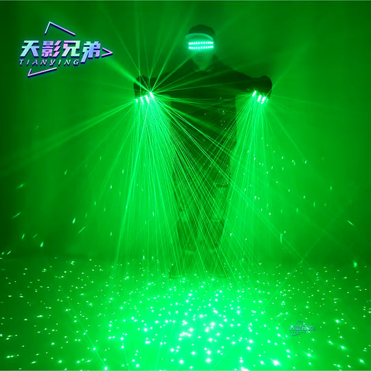 Green Laser Gloves with LED Luminous Glasses DJ Bar Street Dance Luminous Gloves Dance Show Stage Performance Party Props