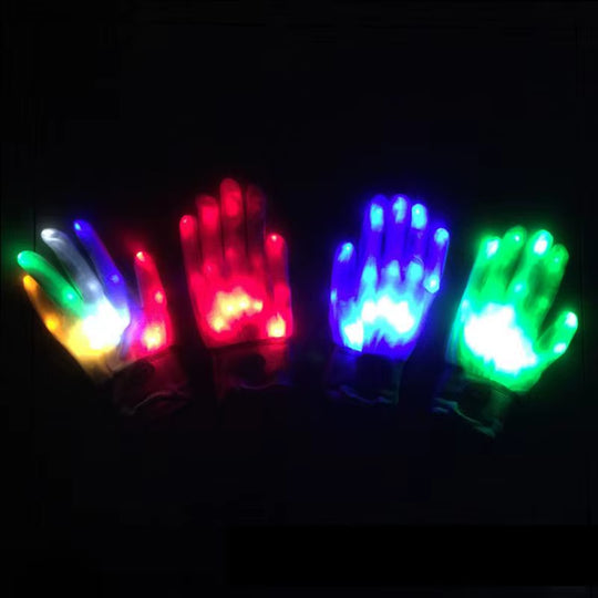 LED Gloves Neon Guantes Glowing Halloween Party Light Props Luminous Flashing Skull Gloves Stage Costume Christmas Supplies