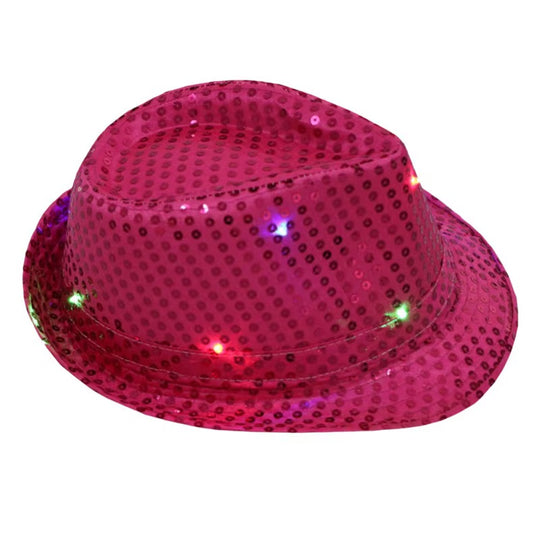 LED Flashing Jazz Cap Unisex Adult Hip Hop Dance Show Jazz Hat Sequins Luminous Costumes Stage Dance Party Halloween Props