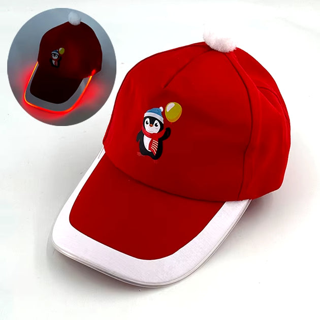 LED Christmas Baseball Hat Christmas Tree Snowman Pattern Men'S and Women'S Baseball Caps Christmas Happy near Year Light Hat