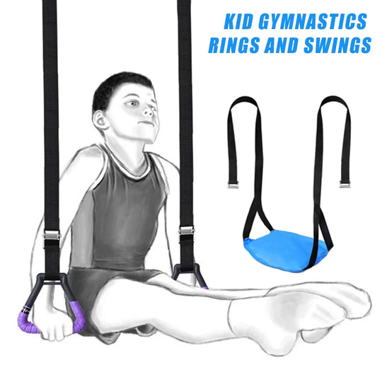 Gymnastics Rings Kid Sport Toy Non-Slip Gym Rings with Swing Adjustable Straps Pull-Up Workout Gymnastics Fitness Equipment Toy
