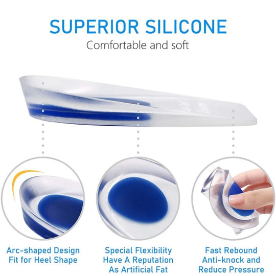 1Pair Soft Silicone Gel Insoles Men Women Transparent Relieve Foot Pain Heel Insoles Foot Massager Care Shoe Pad Foot Care Tool