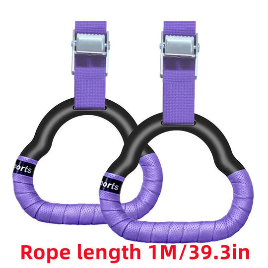 Gymnastics Rings Kid Sport Toy Non-Slip Gym Rings with Swing Adjustable Straps Pull-Up Workout Gymnastics Fitness Equipment Toy