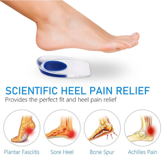 1Pair Soft Silicone Gel Insoles Men Women Transparent Relieve Foot Pain Heel Insoles Foot Massager Care Shoe Pad Foot Care Tool