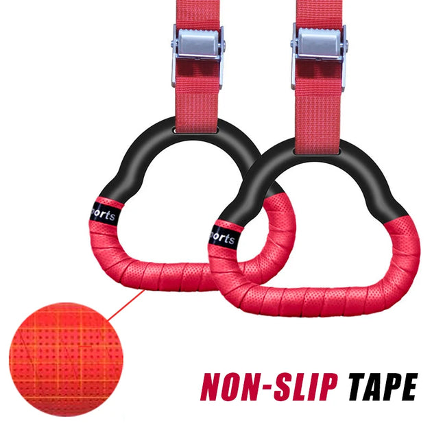 Gymnastics Rings Kid Sport Toy Non-Slip Gym Rings with Swing Adjustable Straps Pull-Up Workout Gymnastics Fitness Equipment Toy