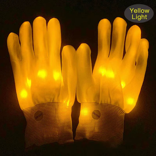 LED Gloves Neon Guantes Glowing Halloween Party Light Props Luminous Flashing Skull Gloves Stage Costume Christmas Supplies