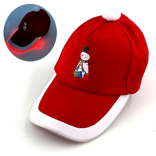LED Christmas Baseball Hat Christmas Tree Snowman Pattern Men'S and Women'S Baseball Caps Christmas Happy near Year Light Hat