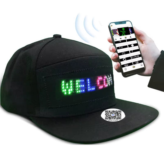 USB Rechargeable Unisex Baseball Cap Bluetooth APP Programmable LED Scrolling Message Display Board Hip Hop Street Snapback Hat