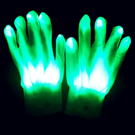 Halloween LED Gloves Neon Glowing Party Light Props Luminous Flashing Skull Gloves Stage Costume Christmas Children'S Day Gift