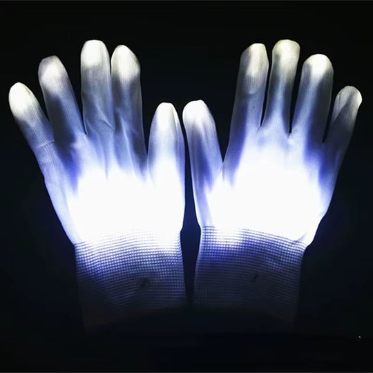 Halloween LED Gloves Neon Glowing Party Light Props Luminous Flashing Skull Gloves Stage Costume Christmas Children'S Day Gift