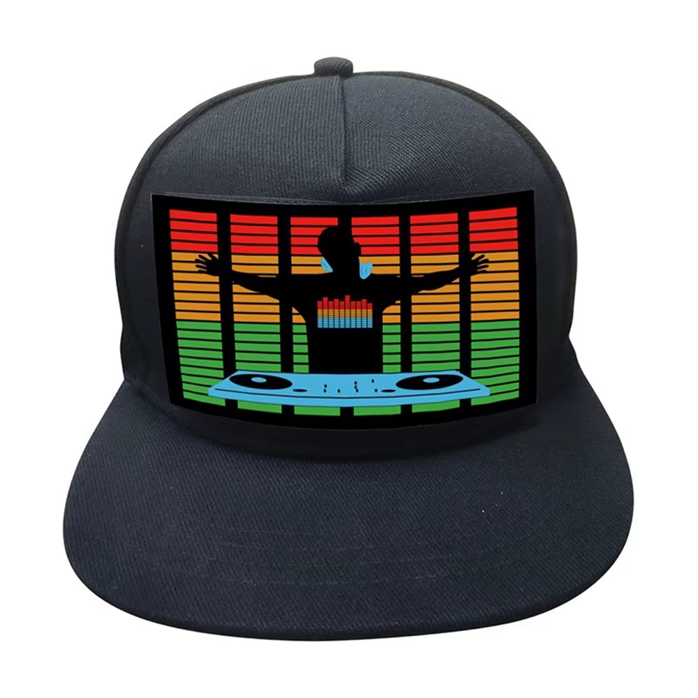 LED Hat Cold Light Film Hat EL Luminous Hat Men and Women Stage Personality Night Club Bar Hip Hop Hat Party Wedding Decoration