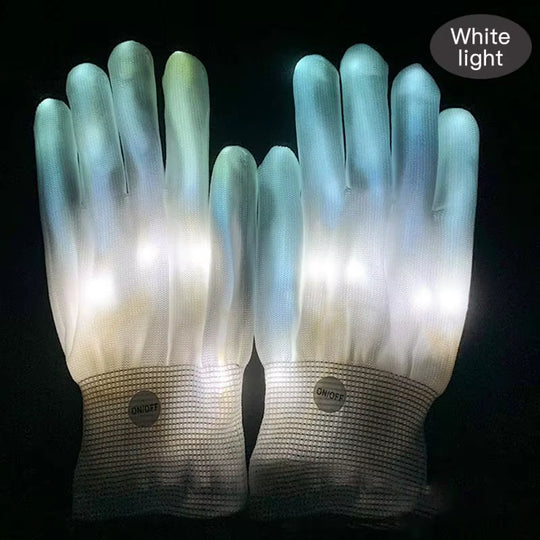 LED Gloves Neon Guantes Glowing Halloween Party Light Props Luminous Flashing Skull Gloves Stage Costume Christmas Supplies