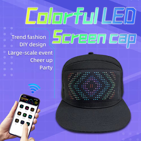 LED Hat Light Display Screen DIY Smart Pixel Matrix Baseball Hat Rechargeable Bluetooth APP Control Hip Hop Street Party Decor