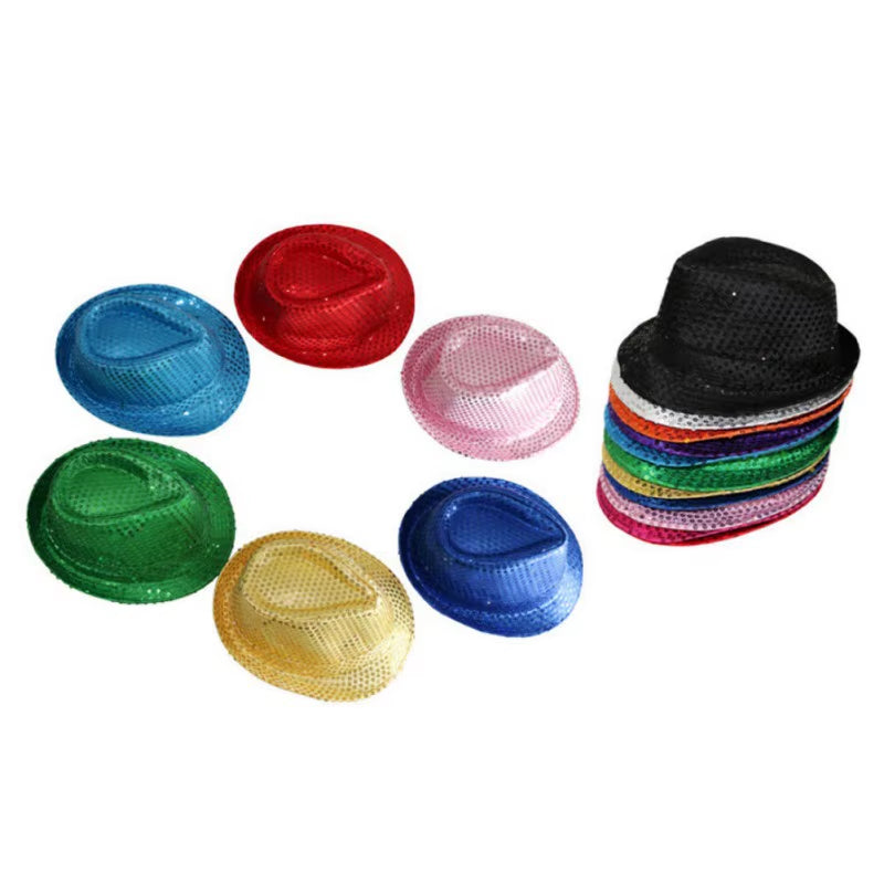 LED Flashing Jazz Cap Unisex Adult Hip Hop Dance Show Jazz Hat Sequins Luminous Costumes Stage Dance Party Halloween Props